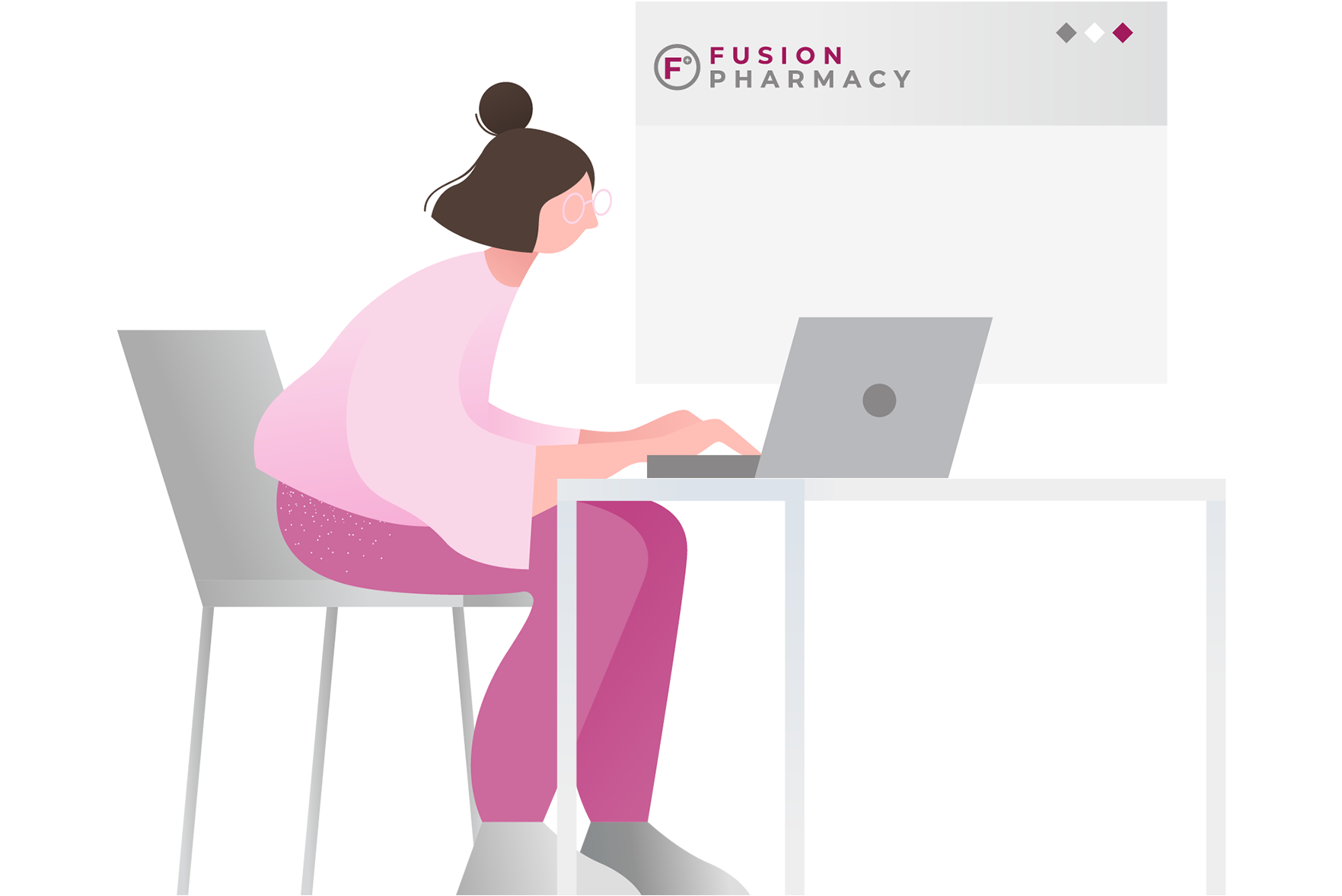 Illustration of a woman ordering on a laptop