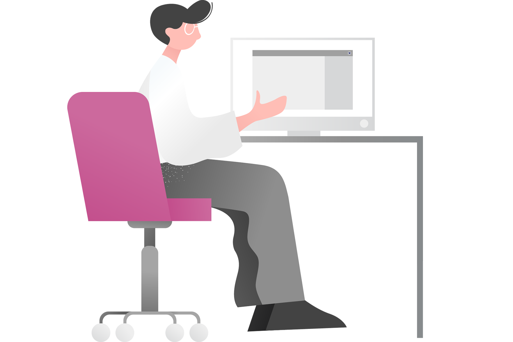 Illustration of a GP at a desk
